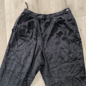 Garnet Hill 100% Silk pants gray black‎ trousers snake print sz 12 elastic waist